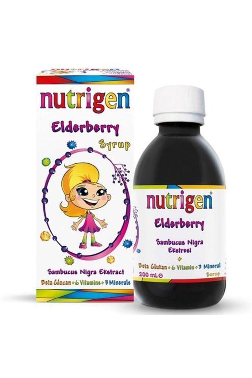 Nutrigen Elderberry Kara Mürver Beta-glukan Bal Şurup 200 ml 