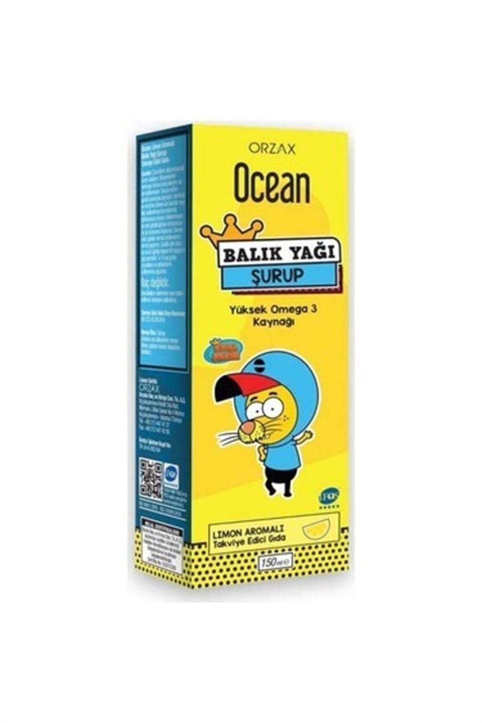 Ocean Omega 3 Limon Aromalı Balık Yağı Şurubu Kral Şakir 150 ml