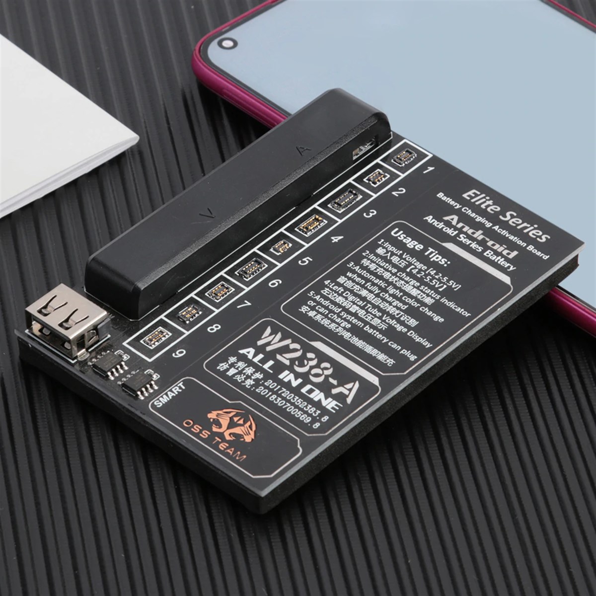 OSS TEAM W238-A Android Serisi Pil Güç Kaynağı Kontrol ve Aktivasyon Test Hattı