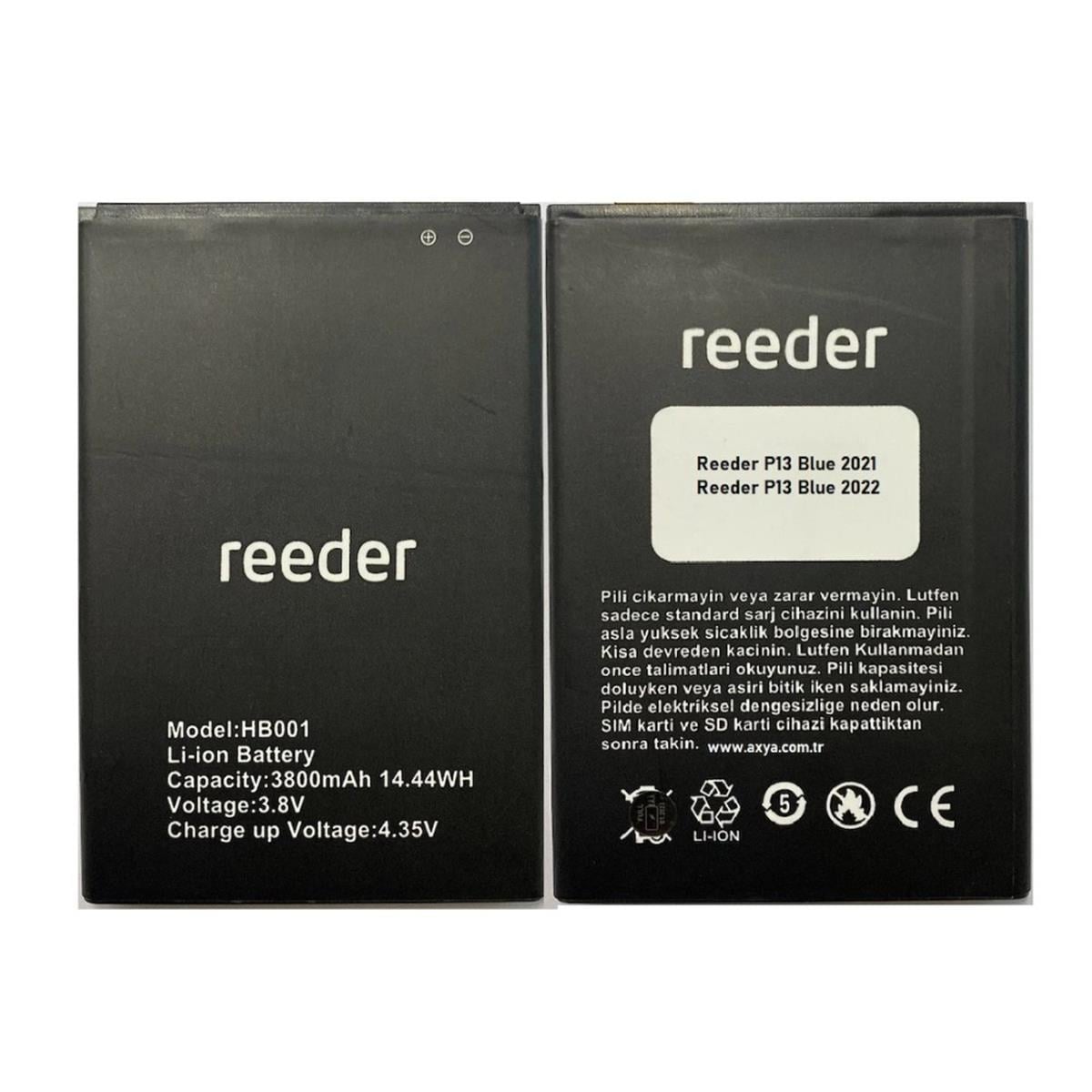 Reeder P13 Blue 2022 Uyumlu Batarya Pil