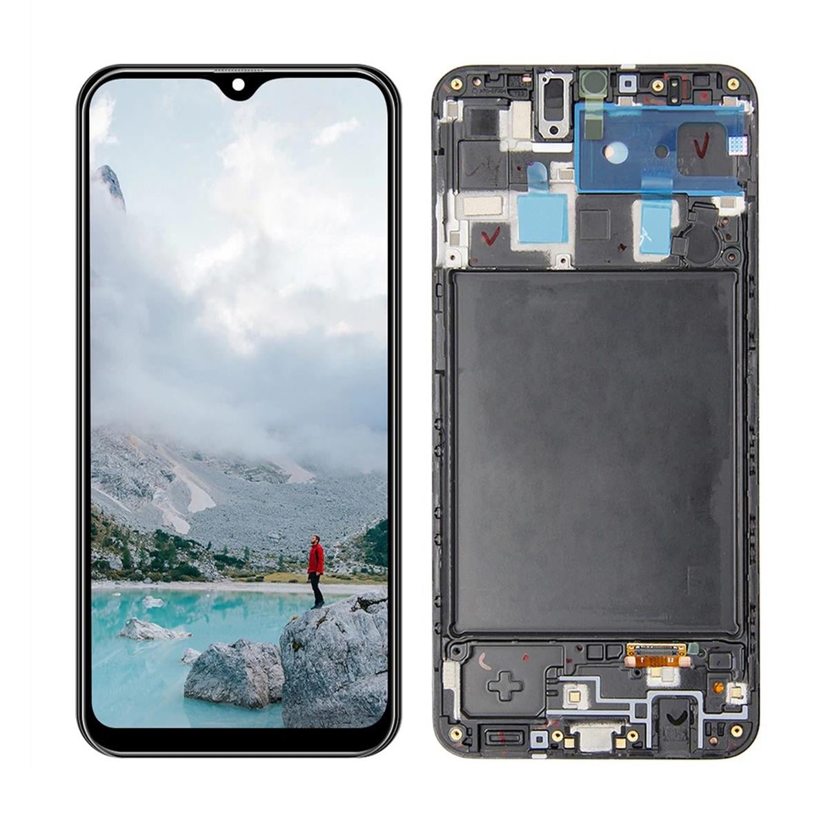 Samsung Galaxy A20 A205 Lcd Ekran Dokunmatik Siyah Oled Çıtalı
