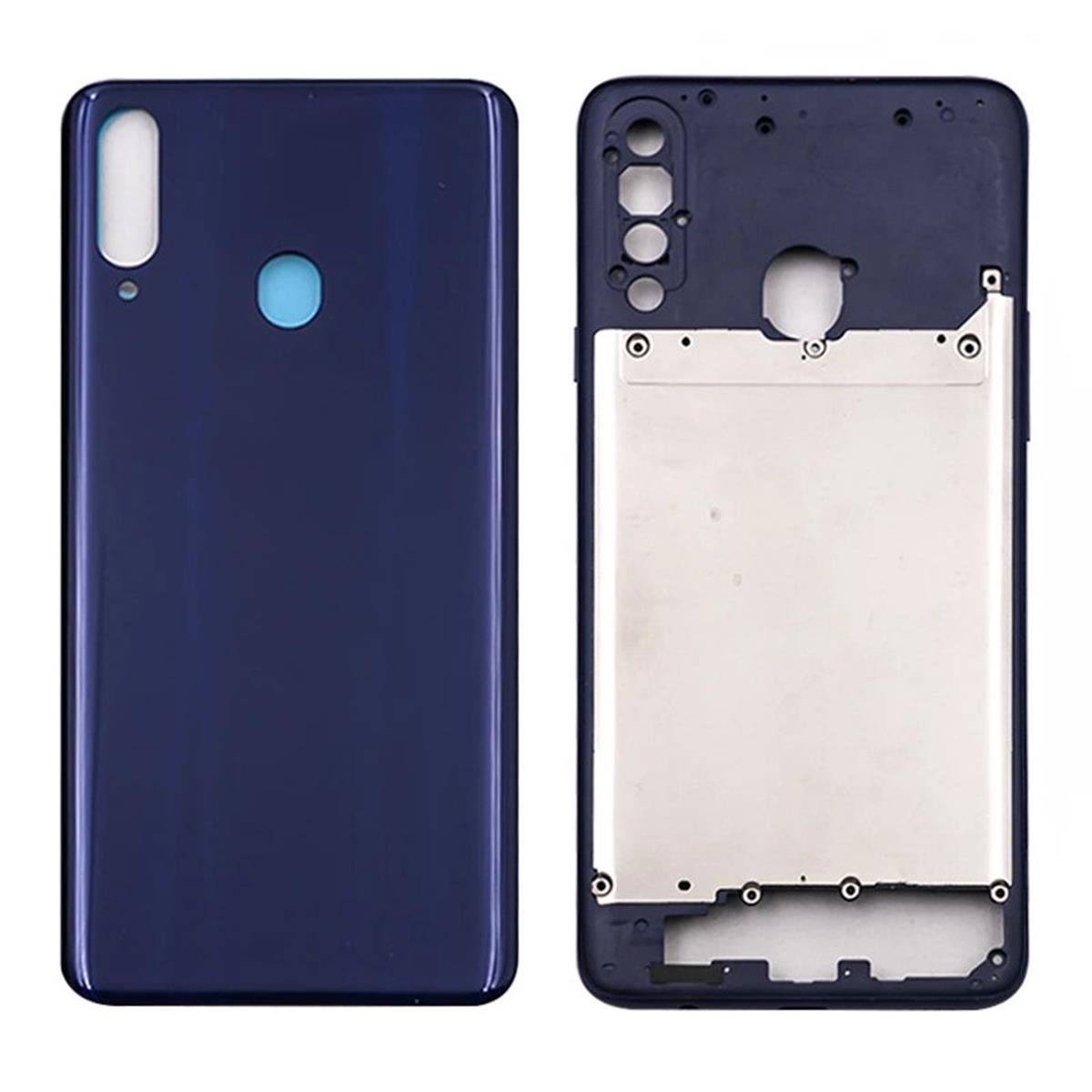 Samsung Galaxy A20s A207 Kasa Kapak Mavi Çıtasız