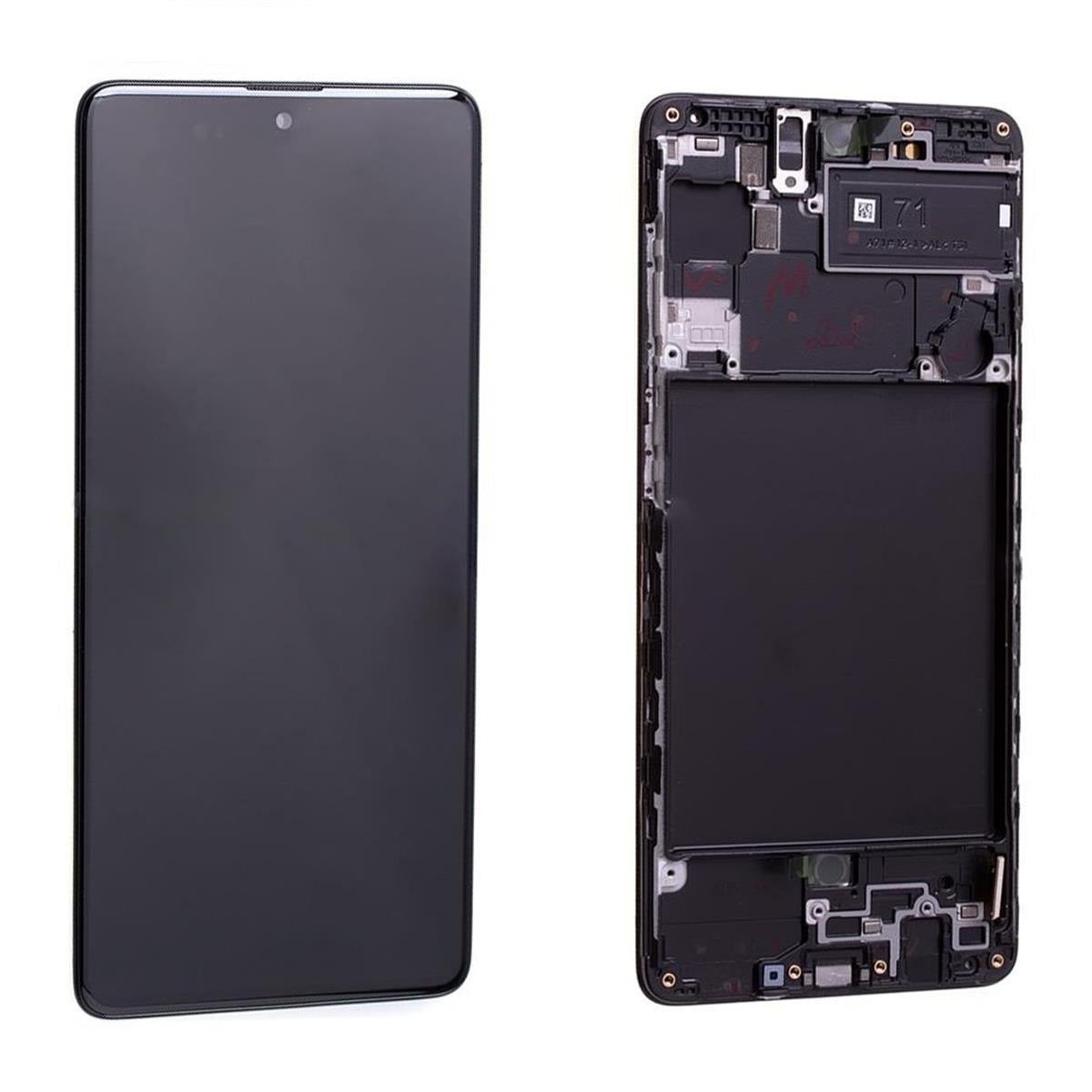 Samsung Galaxy A71 A715 Lcd Ekran Dokunmatik Siyah Servis Çıtalı Gh82-22152a
