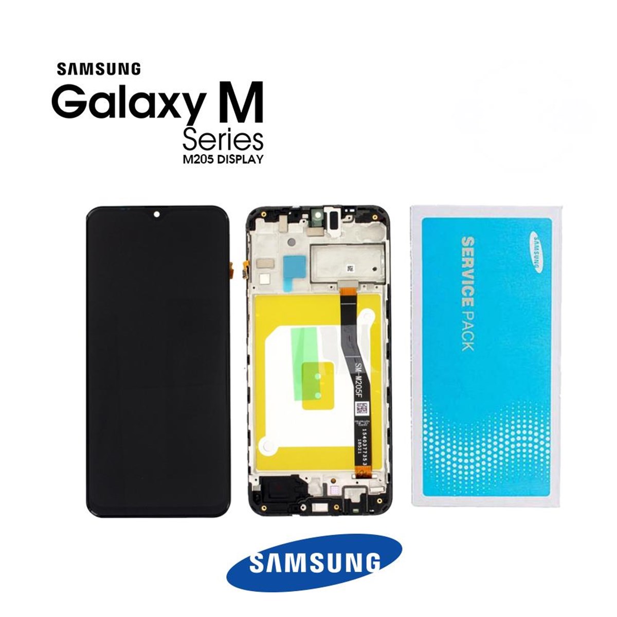Samsung Galaxy M20 M205 Lcd Ekran Dokunmatik Siyah Servis Çıtalı GH82-18743A