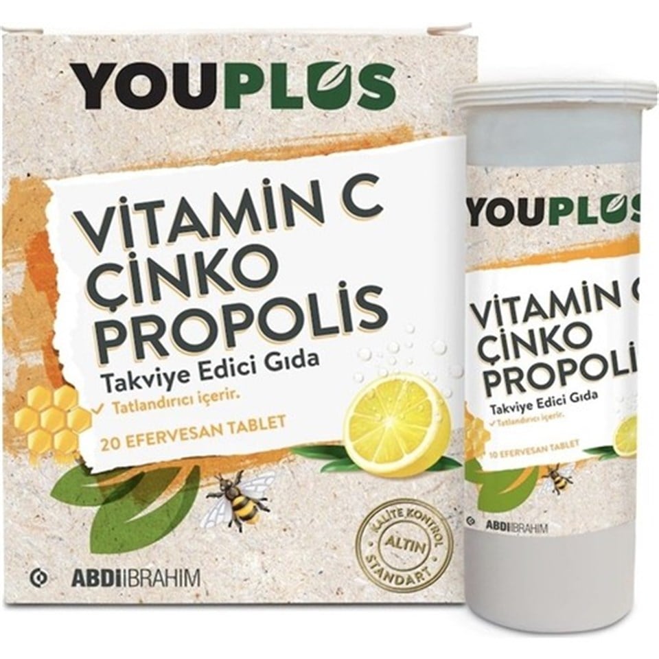 You-plus Vitamin C Çinko Propolis 20 Efervesan Tablet