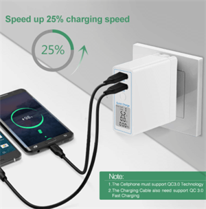 Qualcomm Hızlı Şarj 3.0 Duvar Tipi Çok İşlevli USB Şarj Cihazı