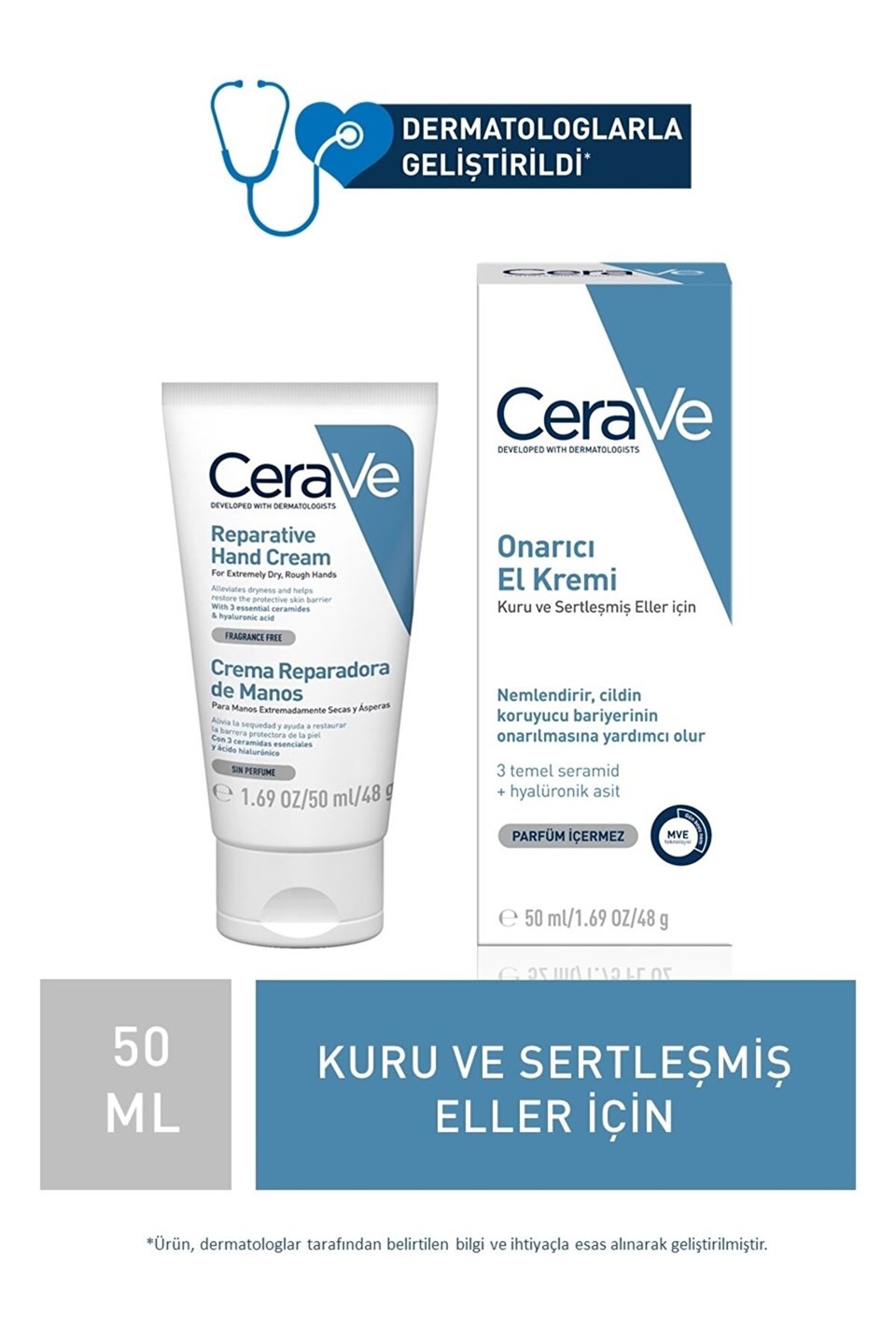  Cerave Onarıcı El Kremi Kuru & Sertleşmiş Eller İçin 50 ml