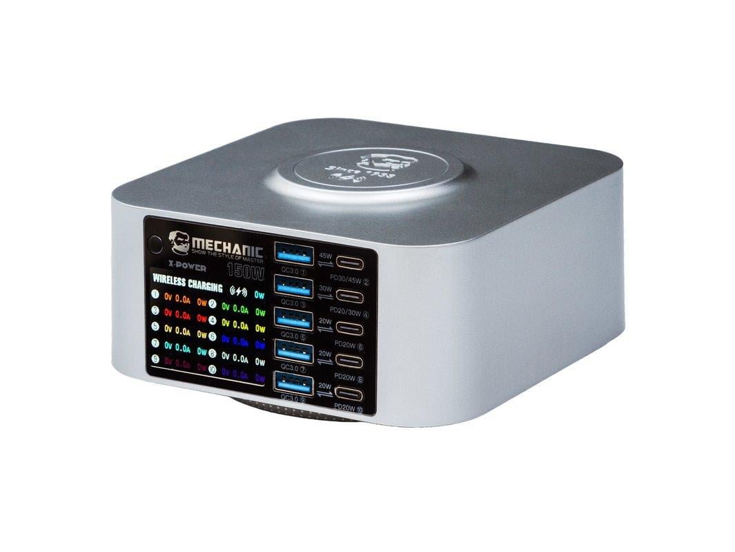 Mechanic X-POWER Çok Portlu Dijital Ekranlı Kablosuz Şarjlı 150W USB Hızlı Şarj İstasyonu