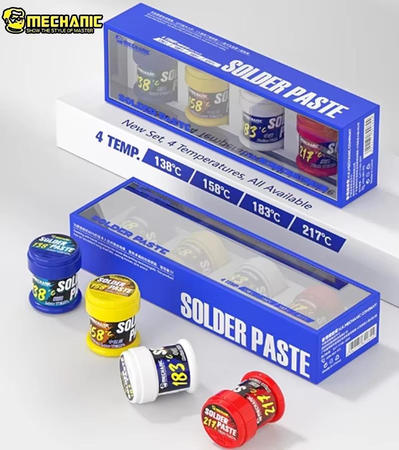 Mechanic 4'lü Özel Seri Lehim Pastası Seti (138-158-183-217) – Anakart & CPU Onarım