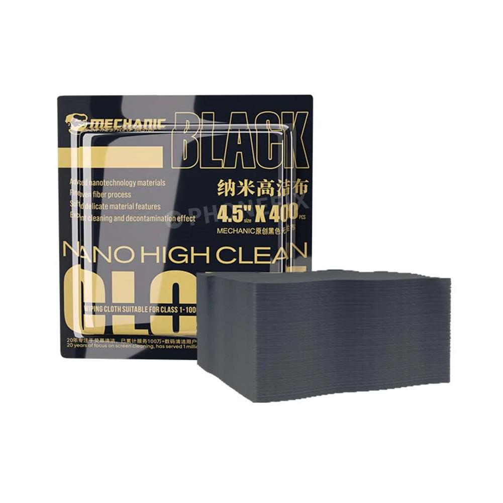 Mechanic NanoBlack Mikrofiber Tozsuz Temizlik Bezi – LCD, Kamera ve PCB için (400 Adet)