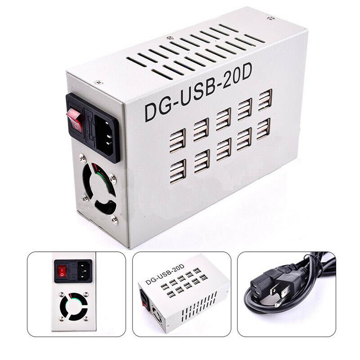 DG-USB-20D Çok İşlevli 60W 12A 20 USB Şarj Bağlantılı Adaptör