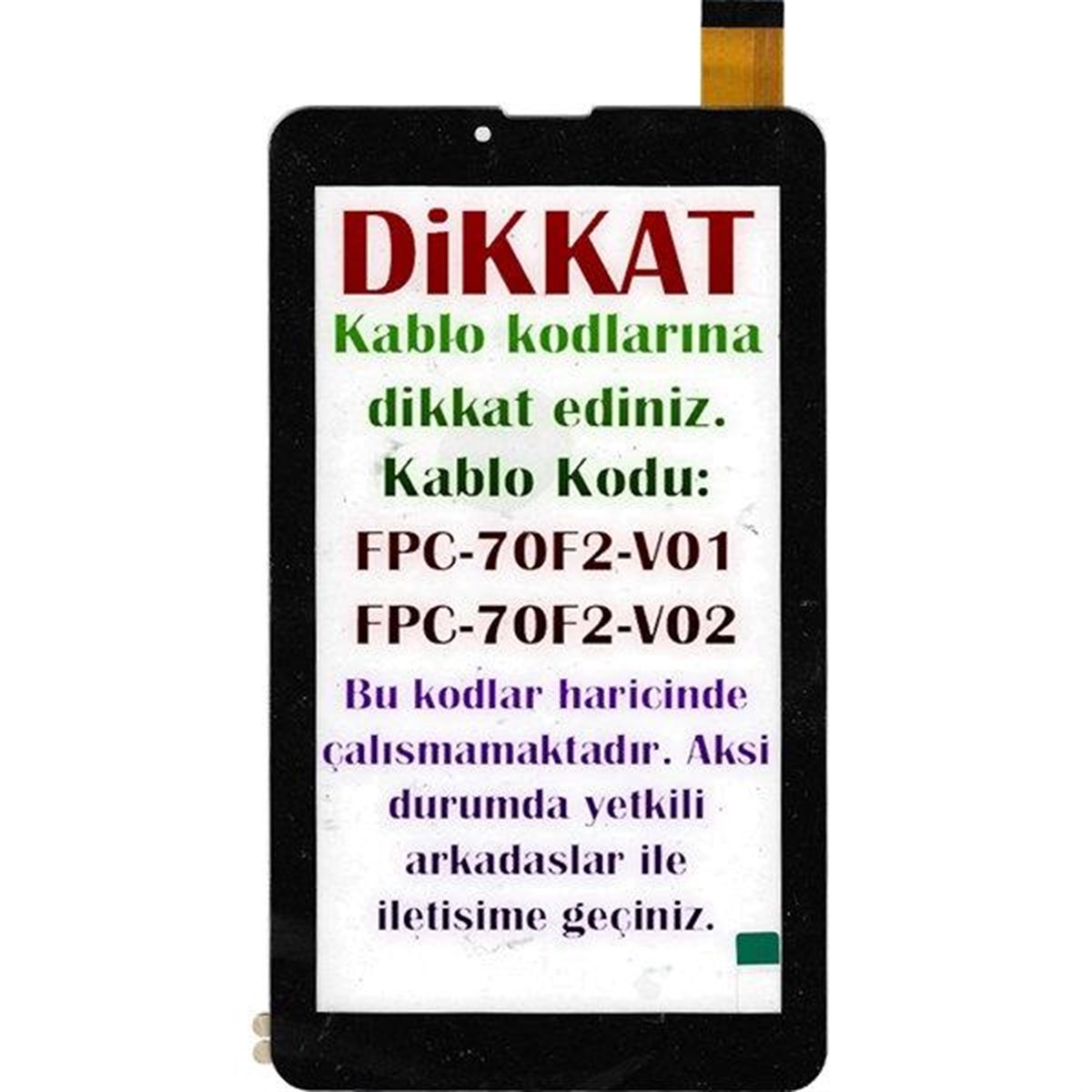 FPC-70F2-V01 Kablo Kodlu Dokunmatik Siyah