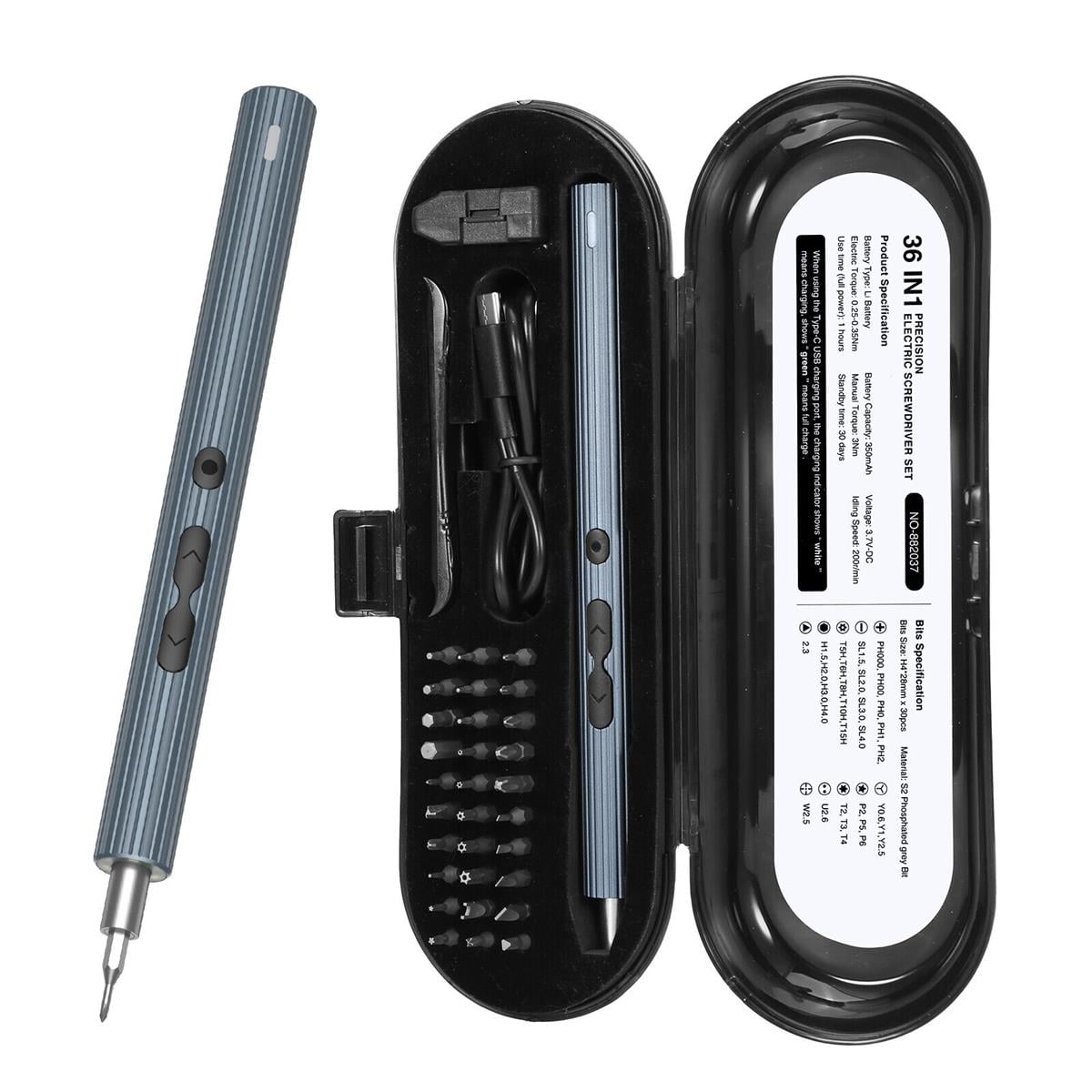 NO-882037 36 Parça Şarj Edilebilir Hassas Tornavida Seti