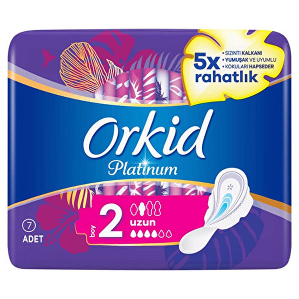 Orkid Platinum Hijyenik Ped Uzun Tekli Paket 7 Ped