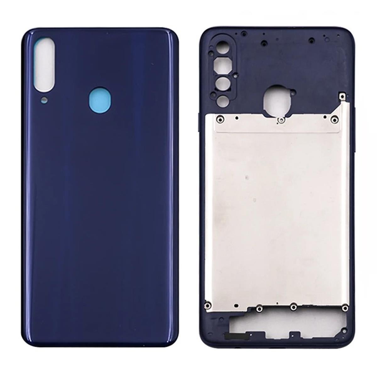 Samsung Galaxy A20s A207 Kasa Kapak Mavi Çıtasız