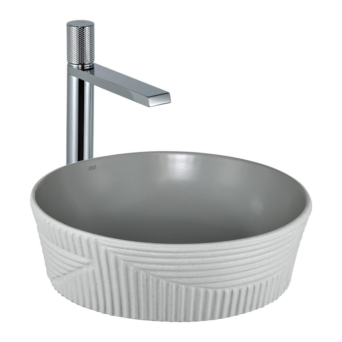 E-W1502MAG Tezgah Üstü Lavabo Mat Gri & Beyaz