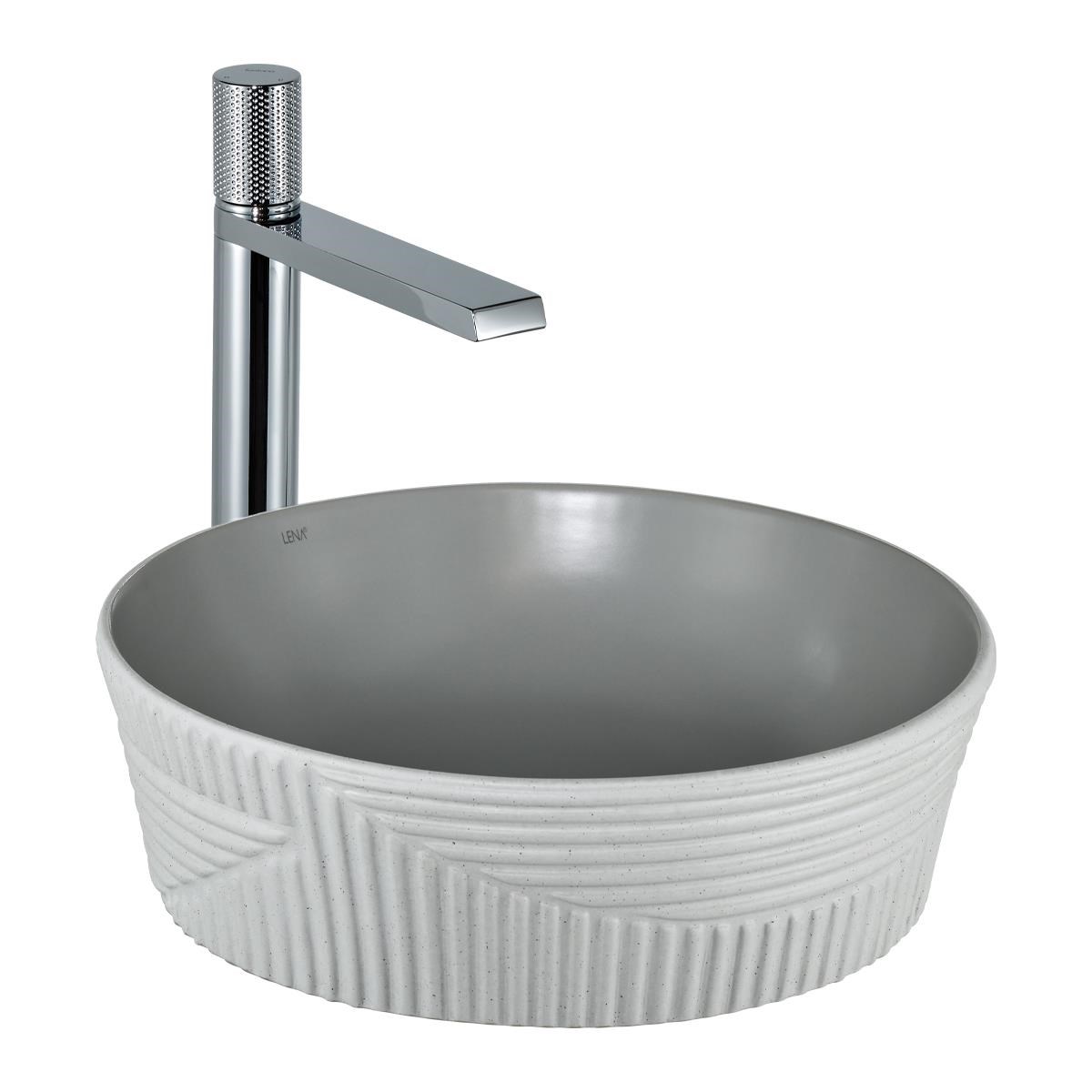 E-W1502MAG Tezgah Üstü Lavabo Mat Gri & Beyaz