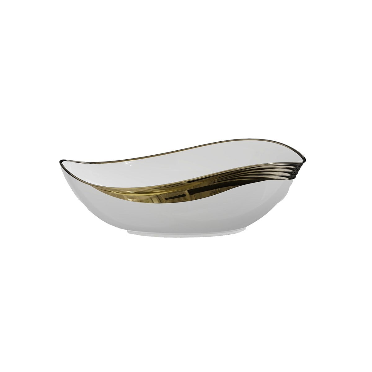 EY-4830A Parlak Beyaz & Altın Tezgah Üstü Lavabo