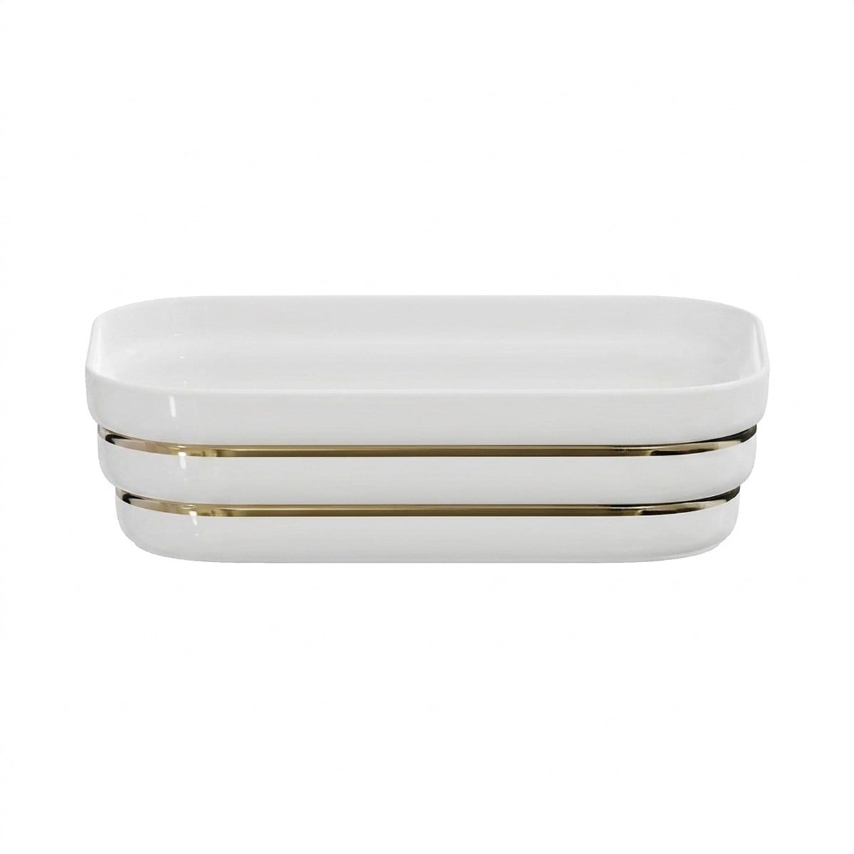 EY-4840A Parlak Beyaz & Altın Tezgah Üstü Lavabo