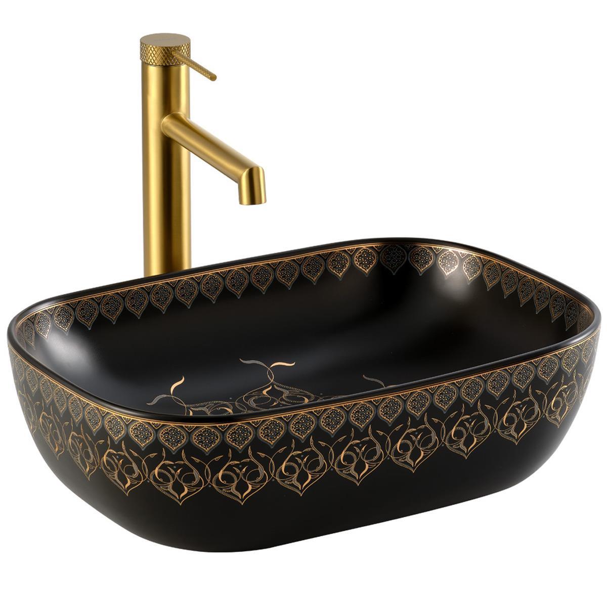 EY-7033S Tezgah Üstü Lavabo Beyaz & Altın