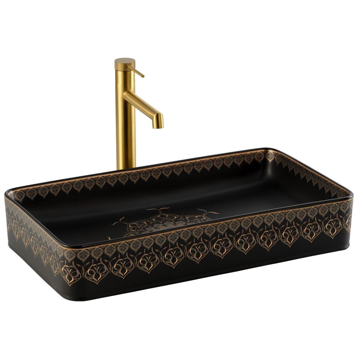 EY-7034S Tezgah Üstü Lavabo Siyah & Altın