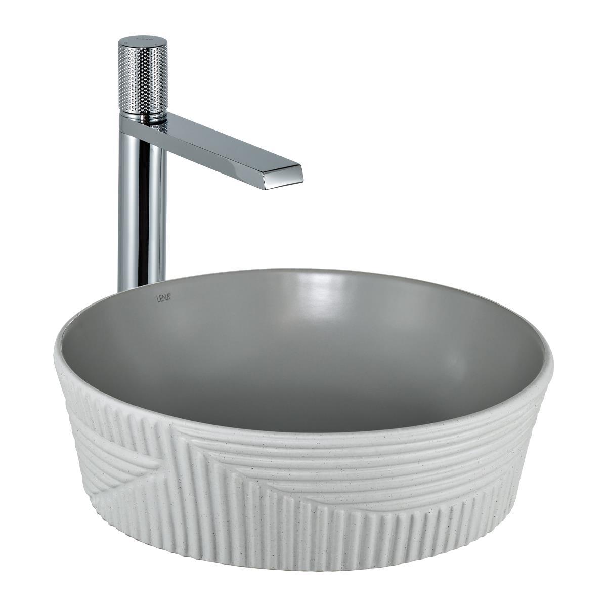 E-W1502MAG Tezgah Üstü Lavabo Mat Gri & Beyaz