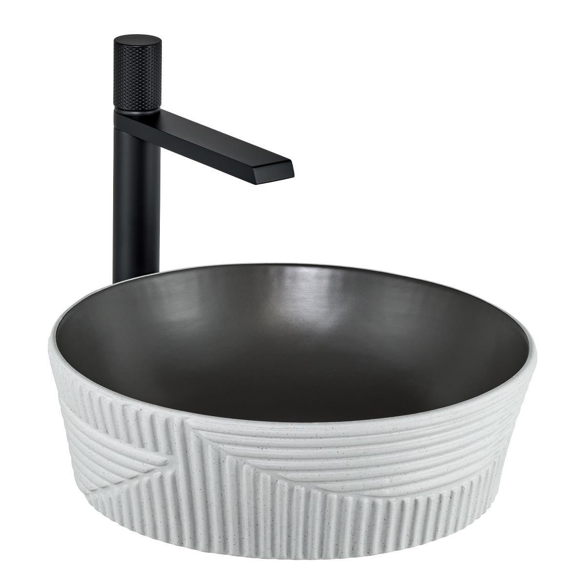 E-W1502MKG Tezgah Üstü Lavabo Mat Koyu Gri & Beyaz