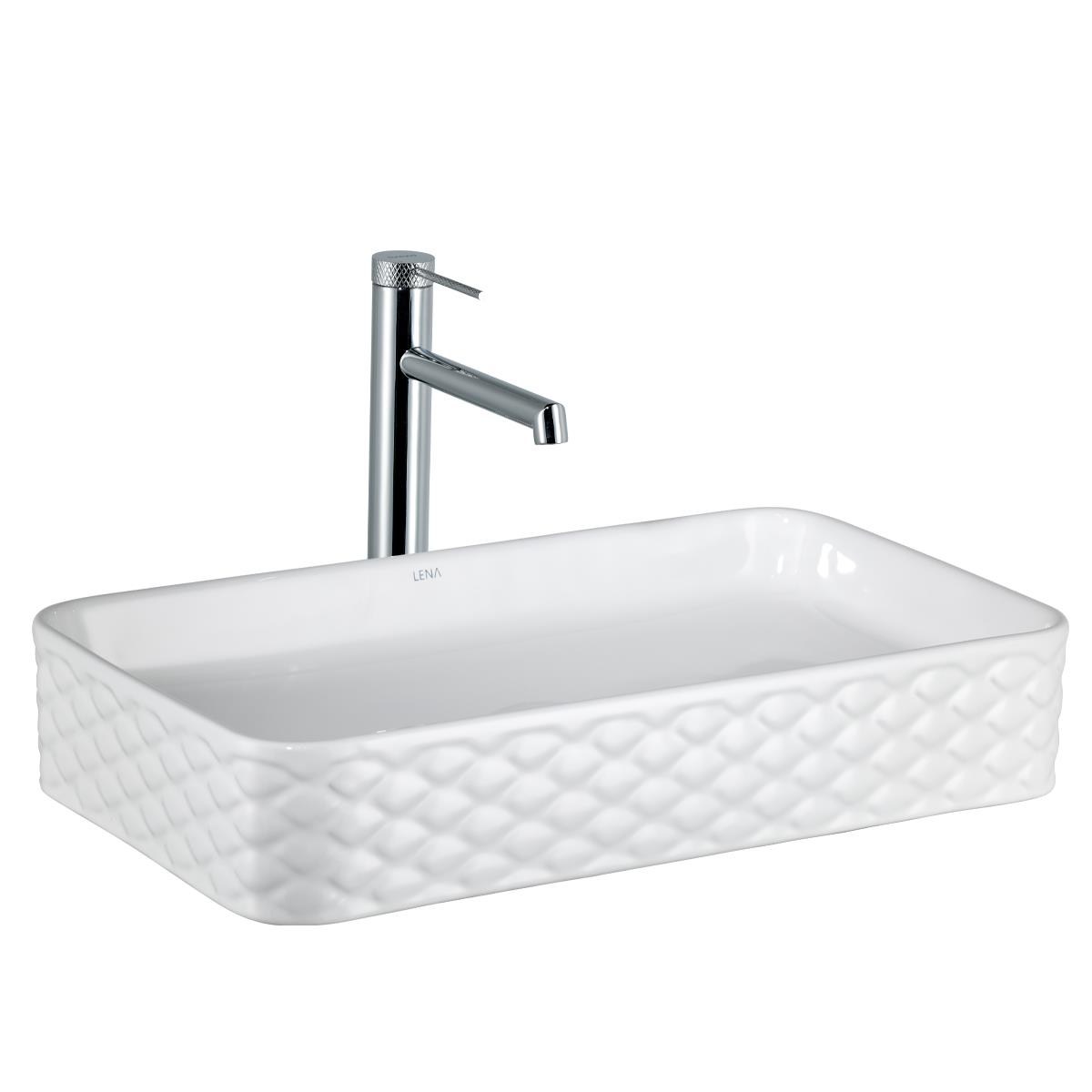 EY-4708 Tezgah Üstü Lavabo Parlak Beyaz