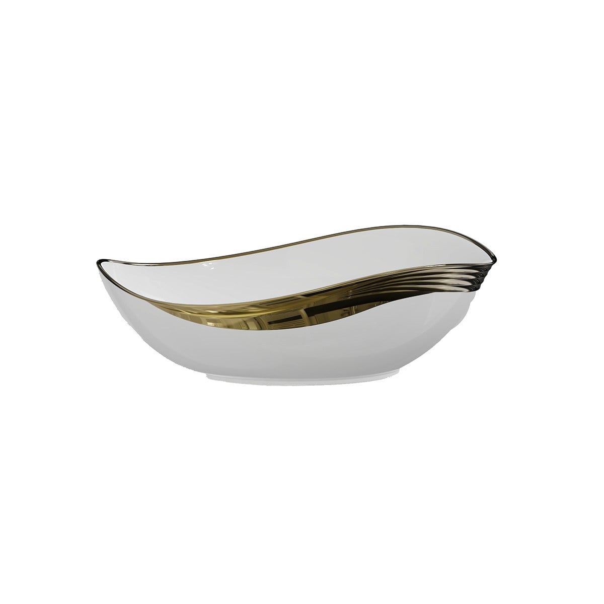 EY-4830A Parlak Beyaz & Altın Tezgah Üstü Lavabo
