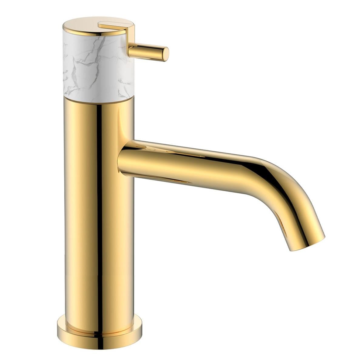 FA-4012M Parlak Altın & Mermer Lavabo Bataryası
