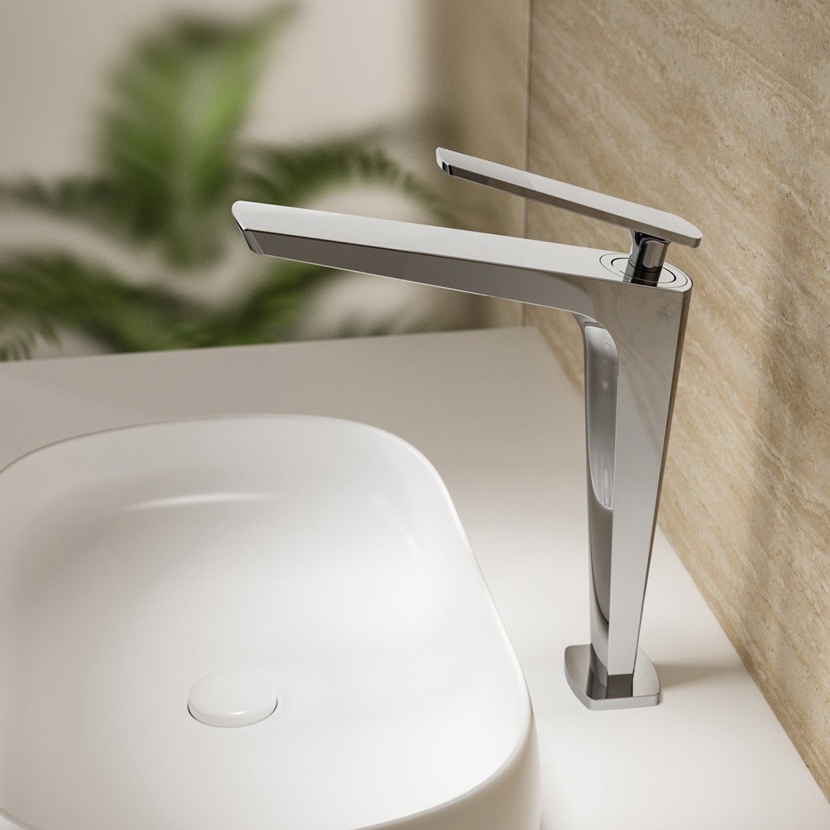FG-4121 Parlak Krom Yüksek Lavabo Bataryası
