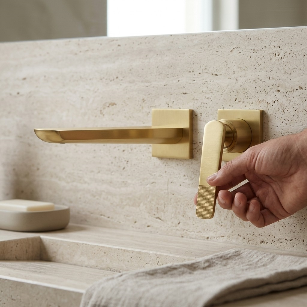FG-A4102 Mat Altın Ankastre Lavabo Bataryası