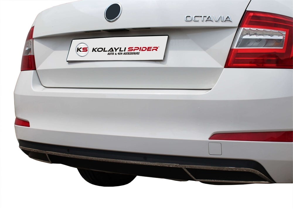 Skoda Octavia A7 Arka Difüzör Çıtası 3 Prç Krom 2013 ve Sonrası, 