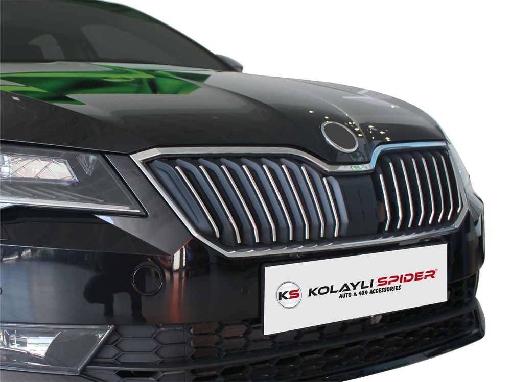 Skoda Super B8 Ön Panjur 16 Prç Krom 2015-2019, Skoda Super B8 Ön Panjur 16 Prç Krom 2015-2019
