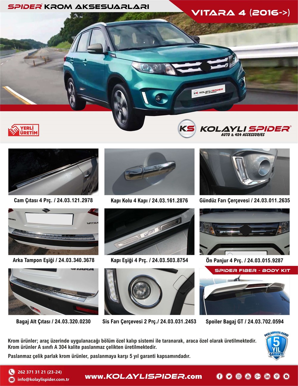 Suzuki Vitara 4 Gündüz Farı Çerçevesi Krom 2016 ve Sonrası, 