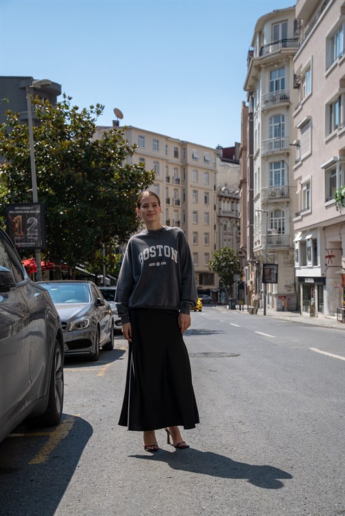 Kadın AB Boston Yazılı Sweatshirt
