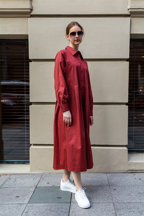 Kadın Düğmeli Midi Elbise