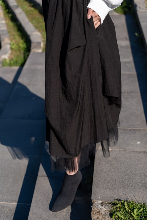 Kadın TW3 Drape Detaylı Tül Etek