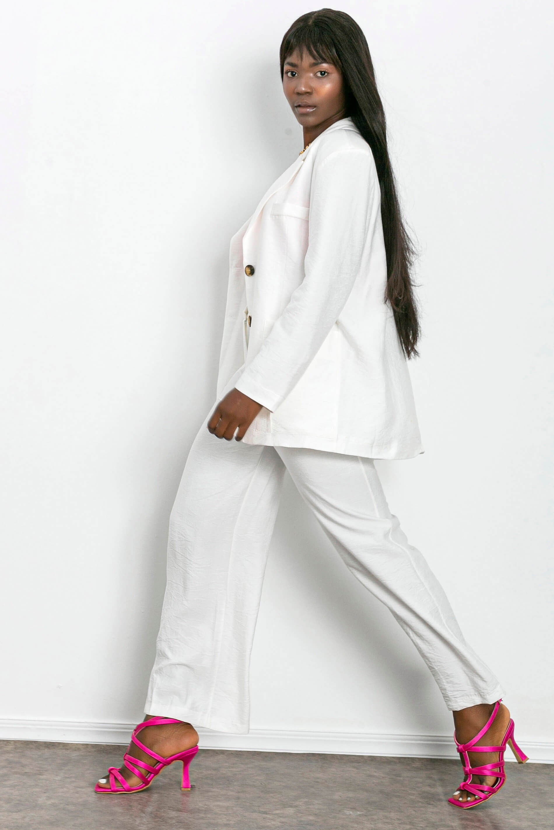 Ladies white linen pant suits cheap