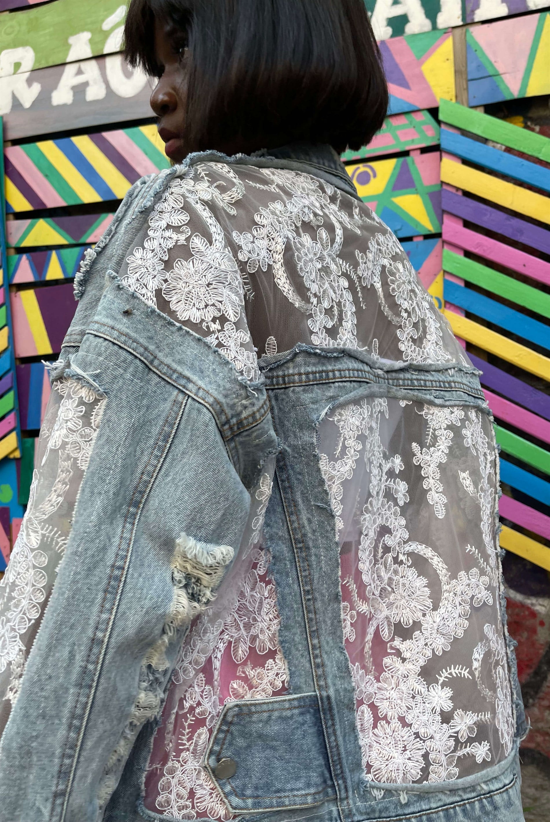Women's Special Design Vintage Lace Denim Jacket