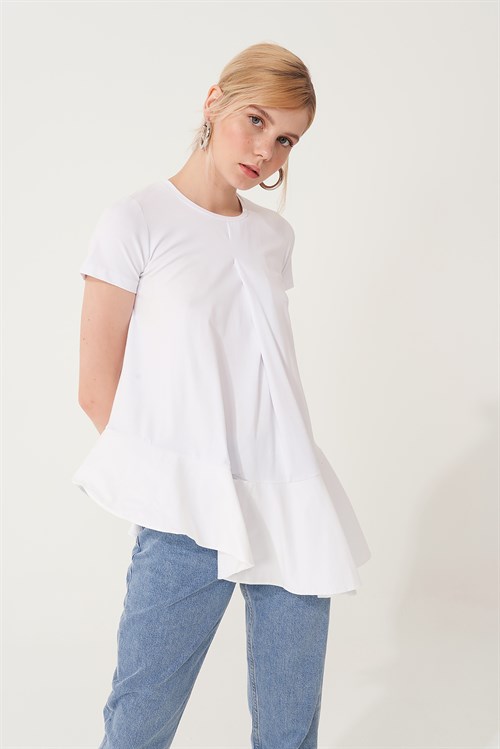 Tasarım Plisse Pamuk T-Shirts