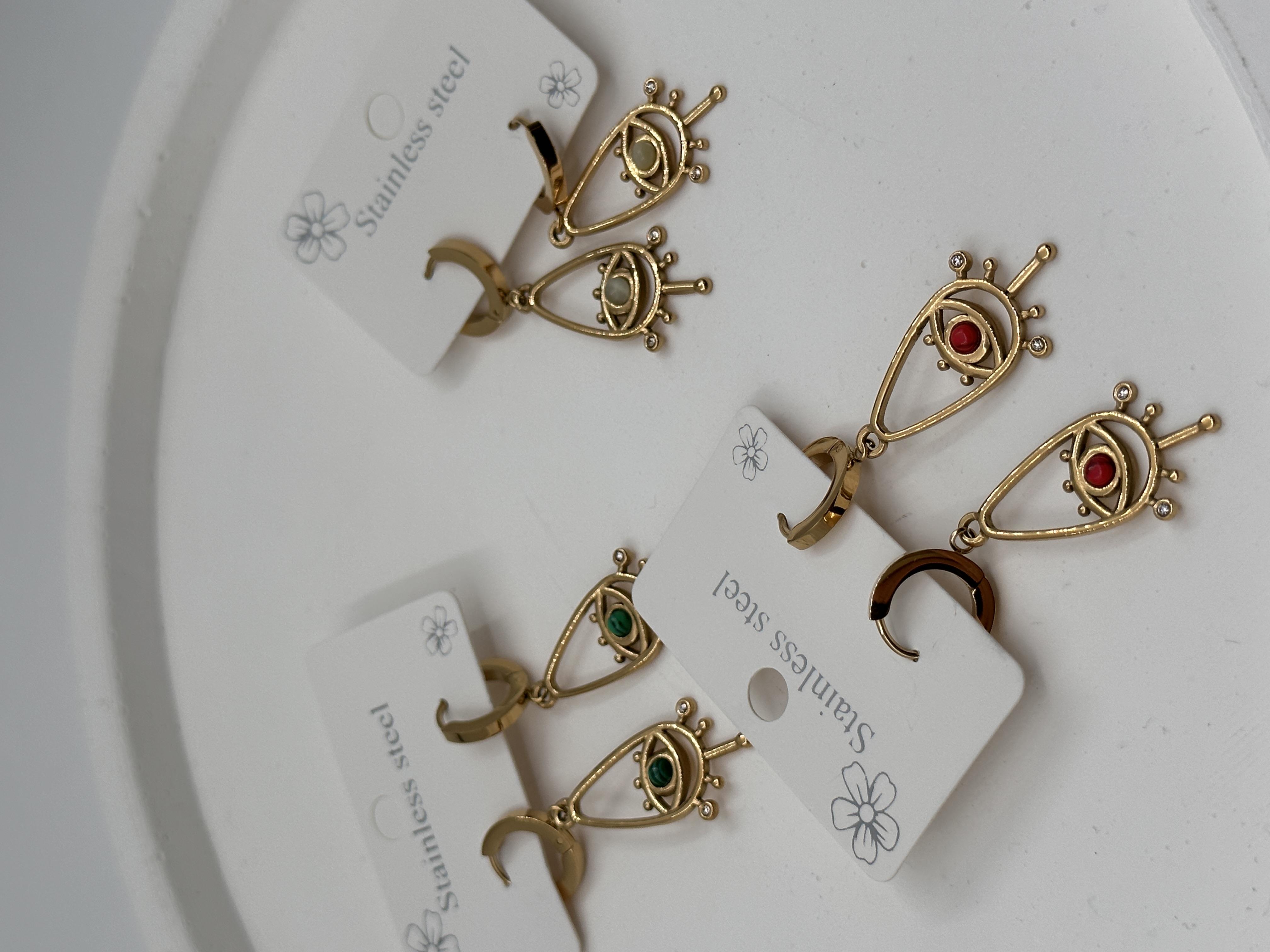 SALLANTILI GÖZ DETAYLI ÇELİK KÜPE