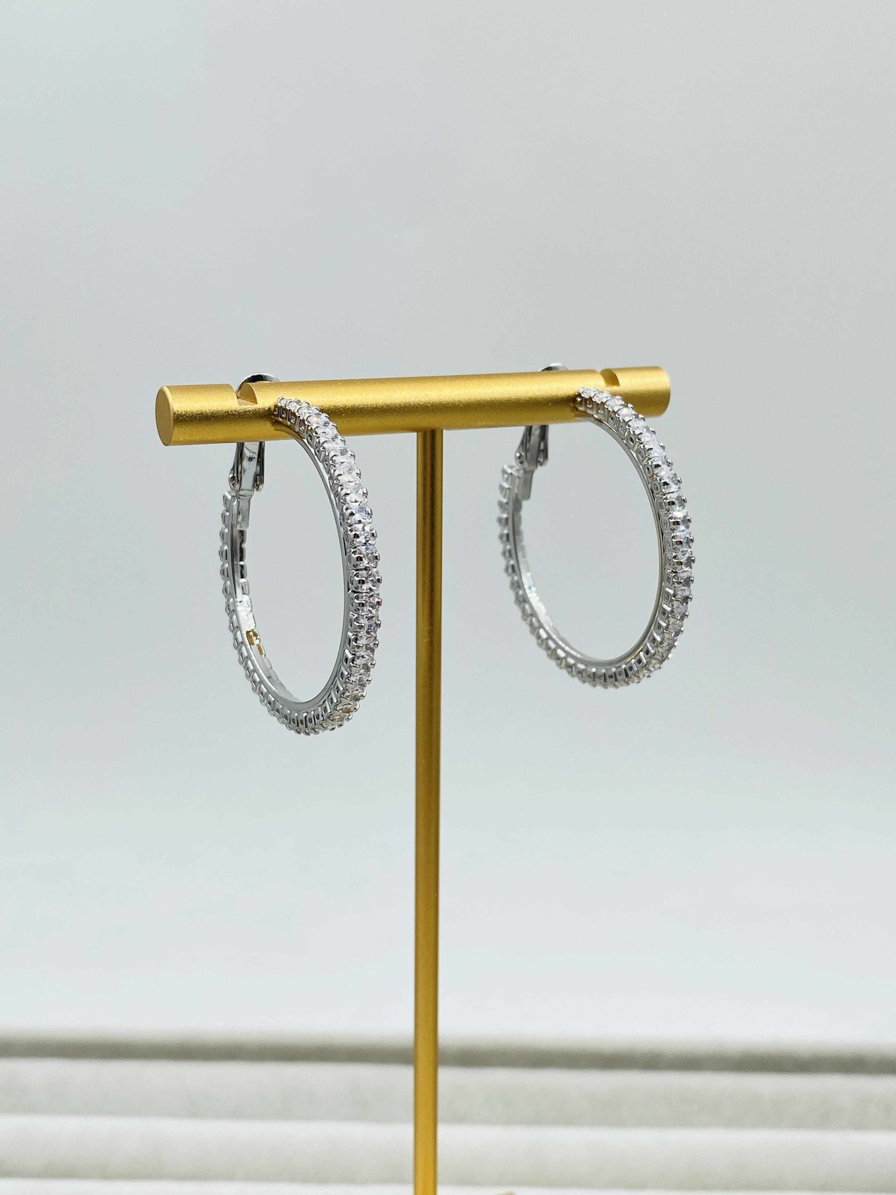 TAŞLI SILVER HALKA KÜPE  