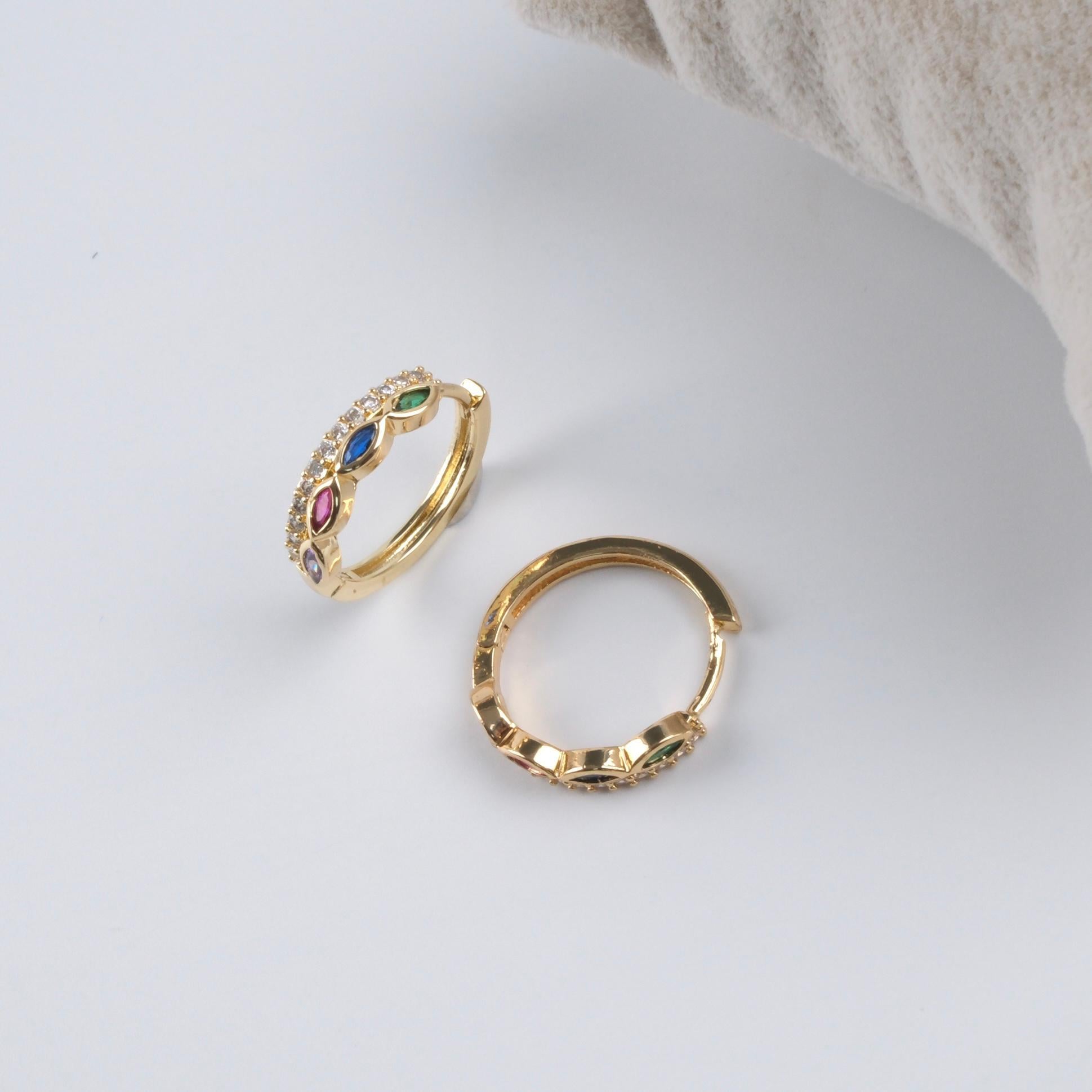 Toptan 14K RENKLİTAŞLI HALKA KÜPE 