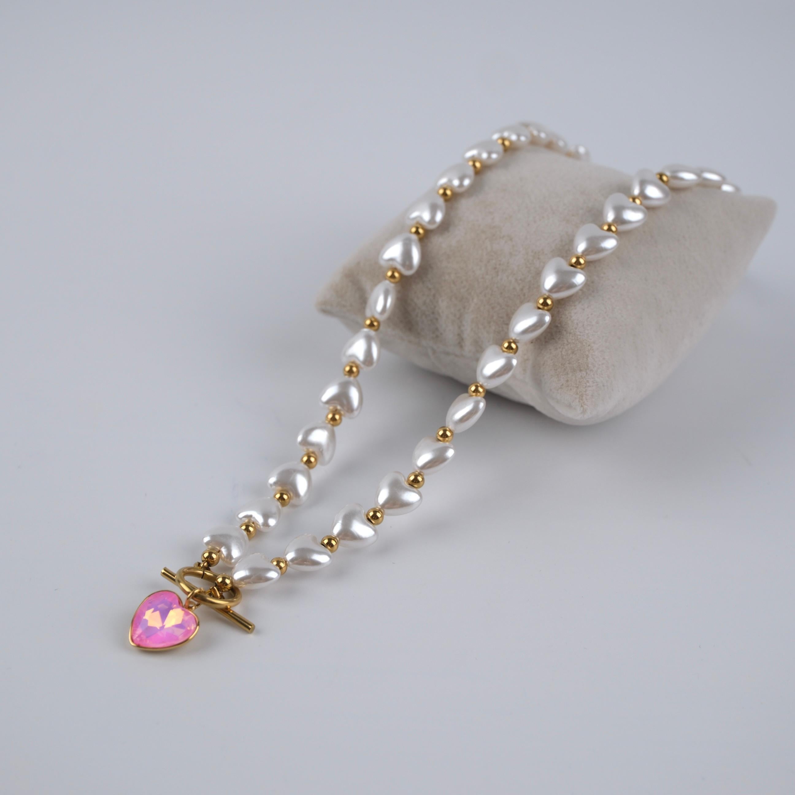 Toptan ÇELİK İNCİLİ CHARM KOLYE 