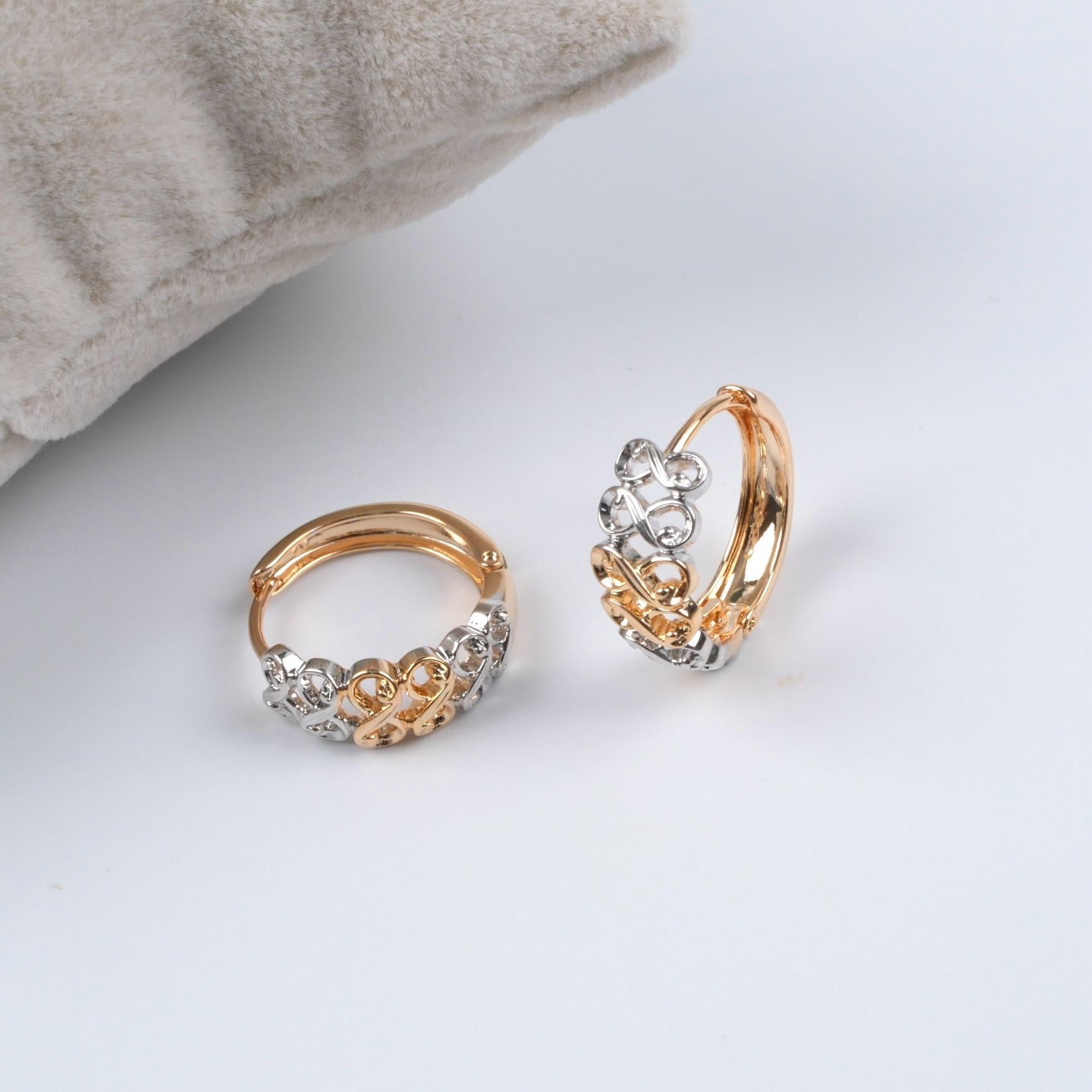 Toptan İKİ RENK SONSUZLUK HALKA KÜPE 