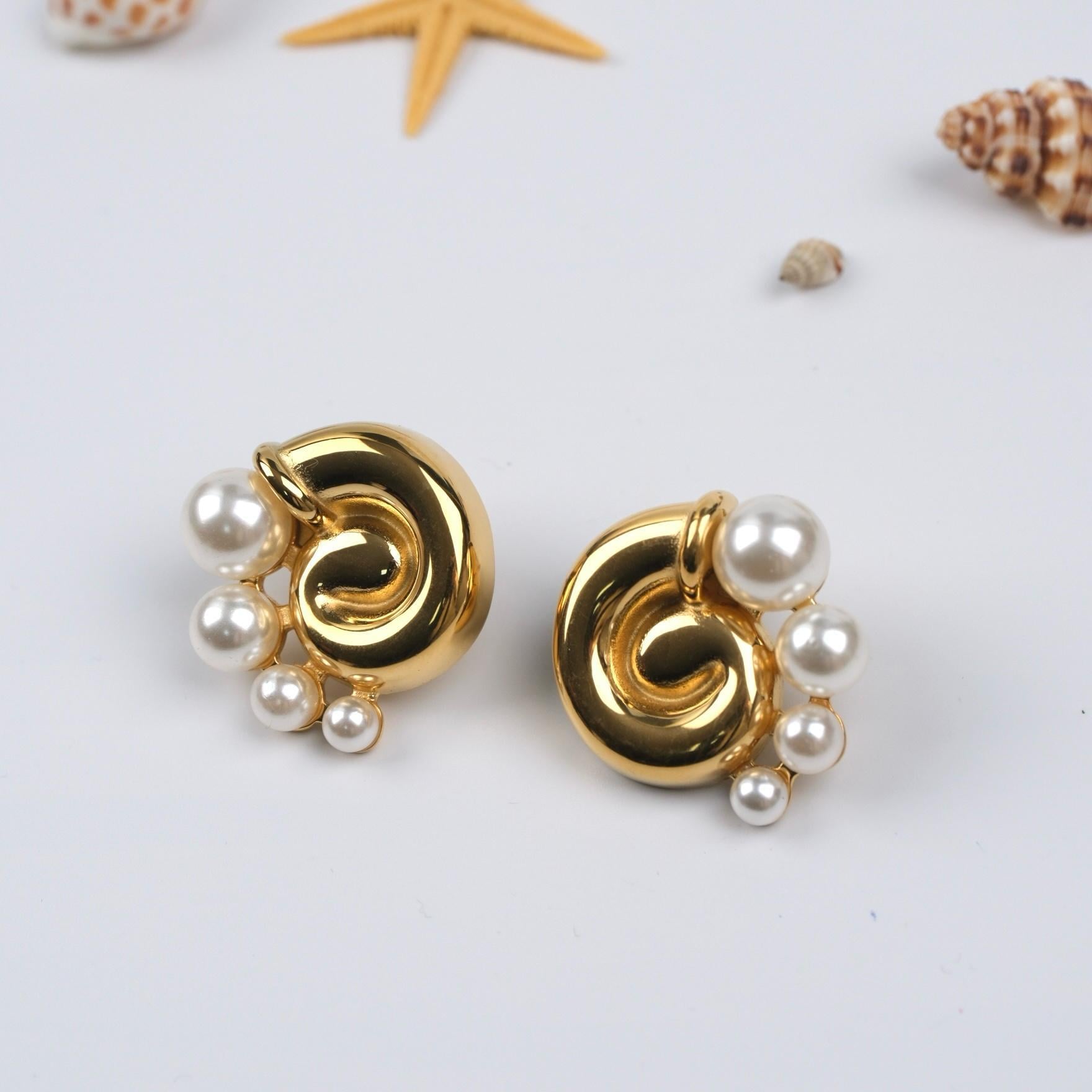 Toptan İNCİLİ GOLD KÜPE 