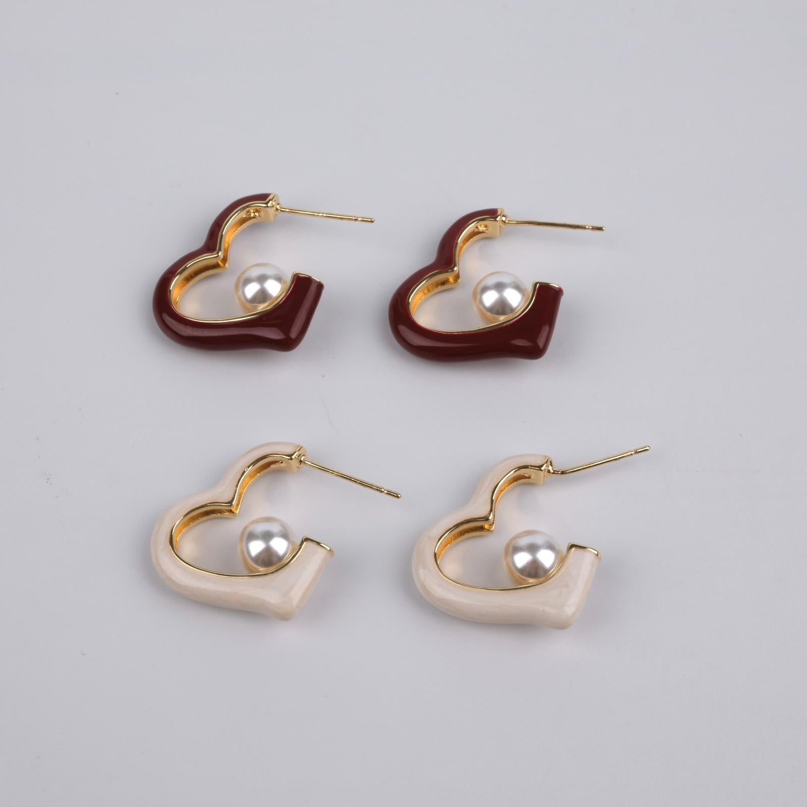 Toptan İNCİ'Lİ KALP KÜPE