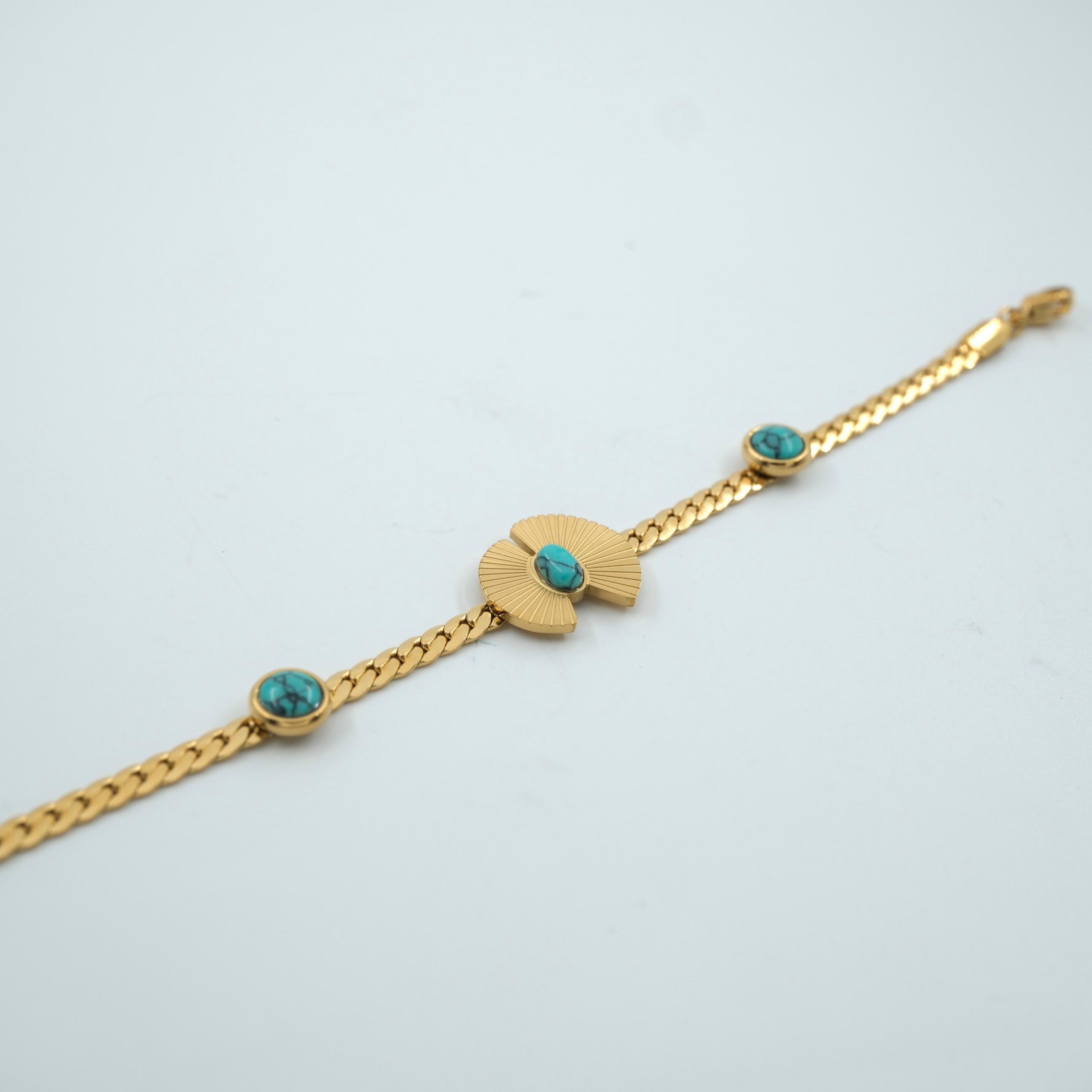 Toptan MAVİ TAŞLI GOLD BİLEKLİK 