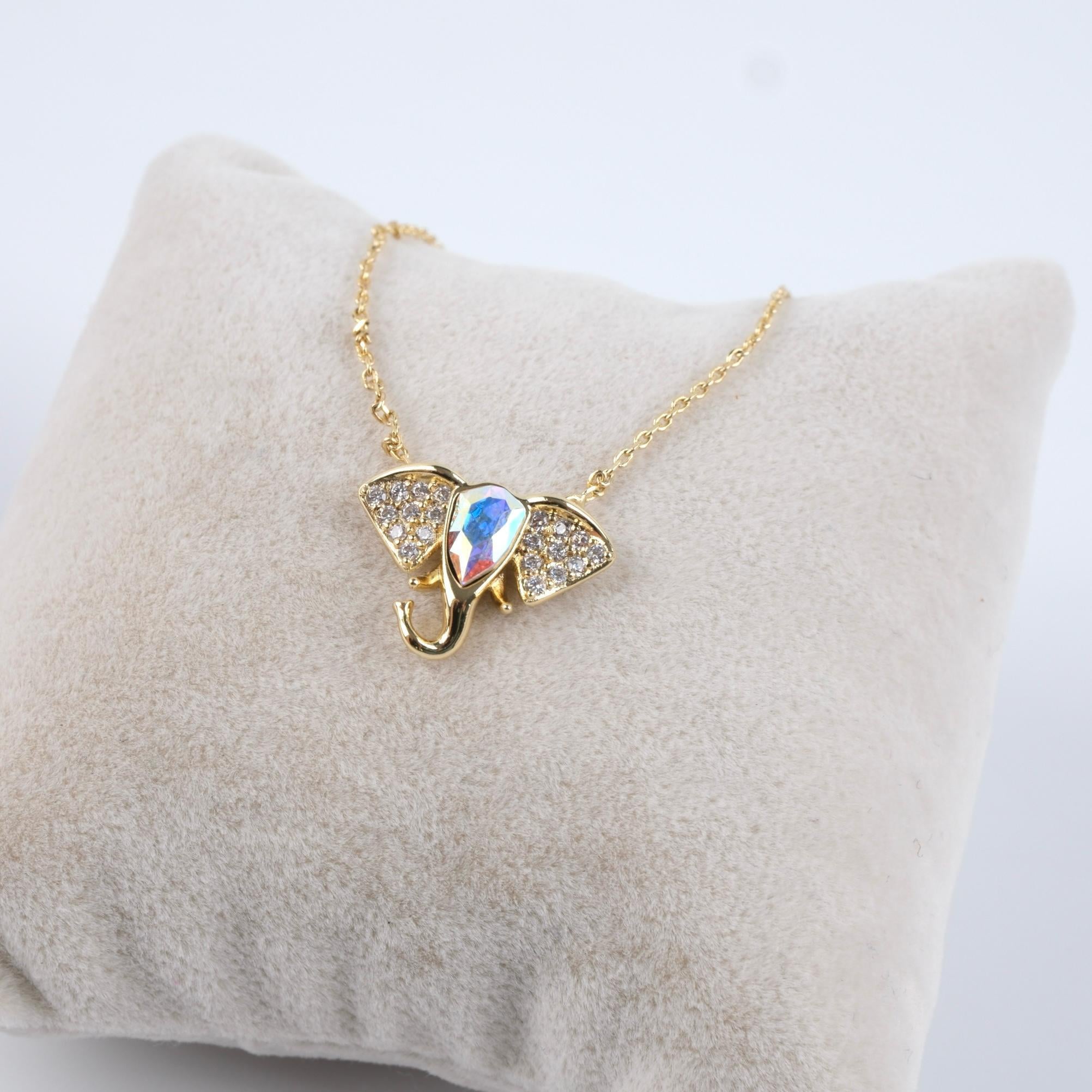 Toptan SWAROVSKİ TAŞLI FİL KOLYE 